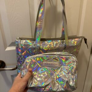 Paris Hilton Holographic Silver Tote and Pouch